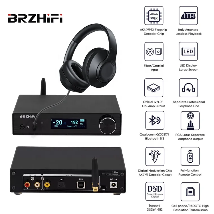 SU10 HIEND AK4499 DAC Audio Amplifier Hi-fi Stereo Audio AmplifierBT 5.3 DSD512 Home Sound System Amplifier