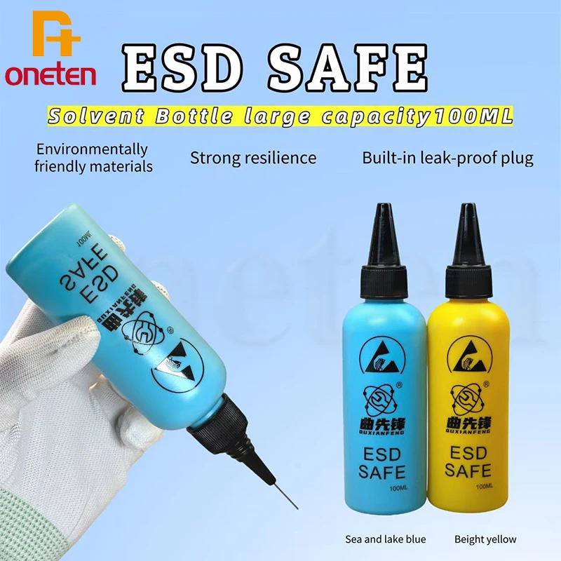 100ML ESD Dispenser Plastic Solvent Bottle High Quality Leak Roof Needle Bottle For Phone Glue Removal Liquid Flux Rosin Bottle