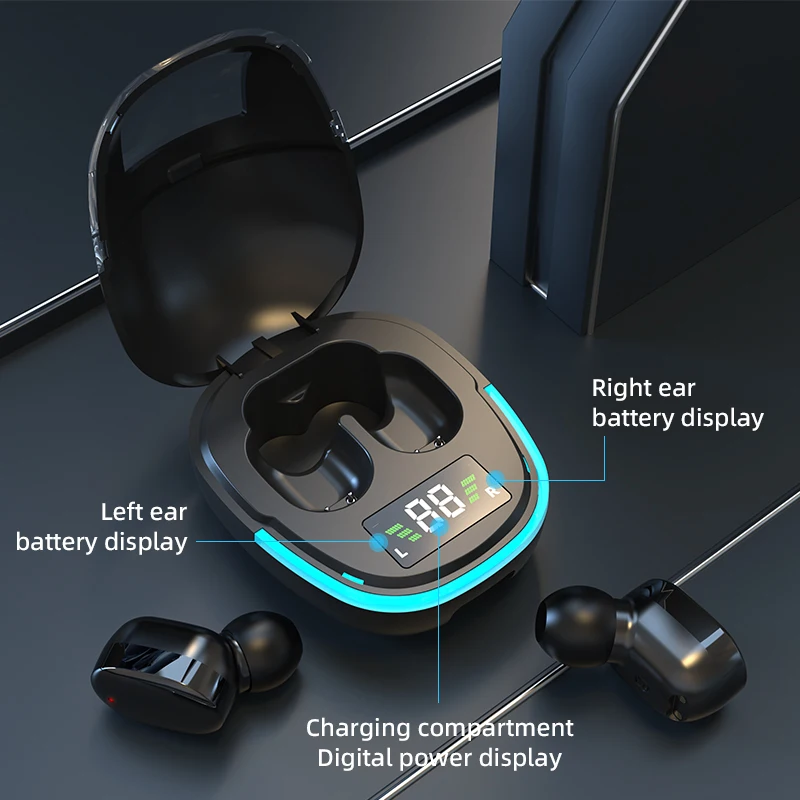 Bluetooth Earphones LED Dispay Bluetooth Headphone HiFi Stereo Music Wireless Earbuds Waterproof Gaming Noise Cancelling Headset image 3