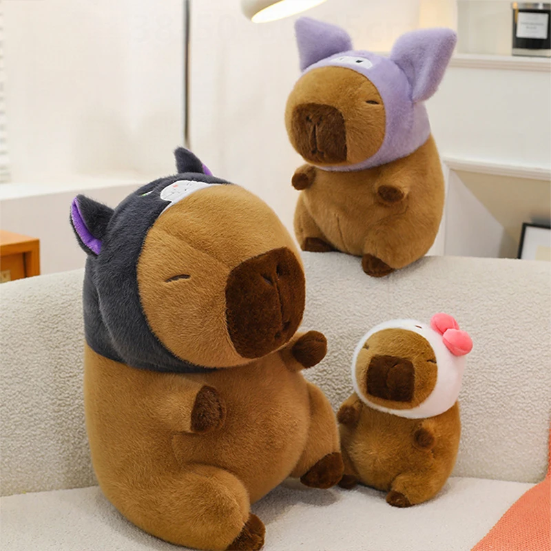 Kawaii Capybara Plush Toy Capybara Stuffed Doll with Hooded Costume Cute Plushie for Kids Birthday Xmas Gift for Girls