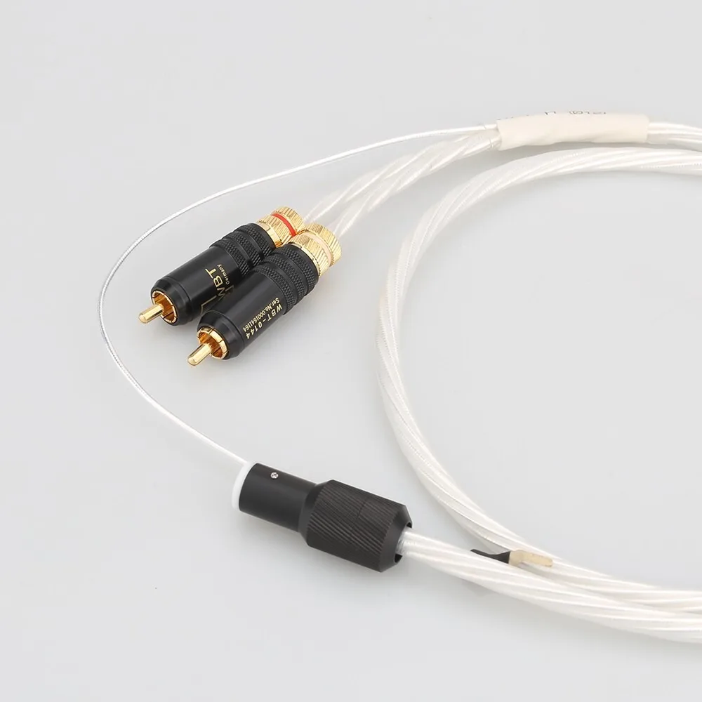 HiFi White 5Pin DIN to 2RCA Silver Plated OCC Gold Plated Phono Turntable Tonearm Cable Vinyl record player cable