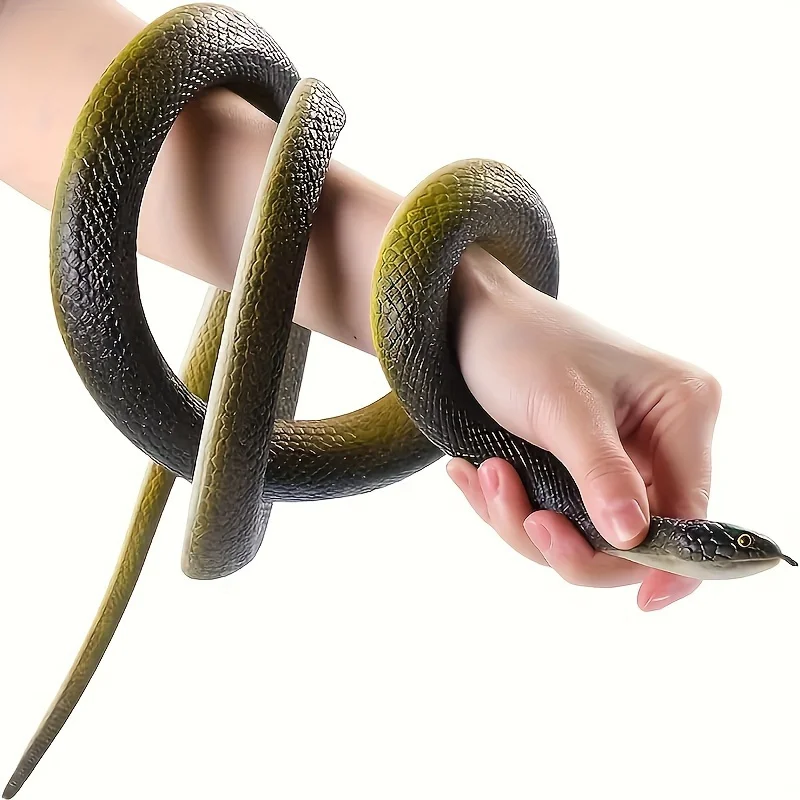 

Realistic Black Cobra Prank Snake Toy - Soft, squeezable and durable plastic, ideal for Halloween decorations and party pranks, lifelike fake snake prop
