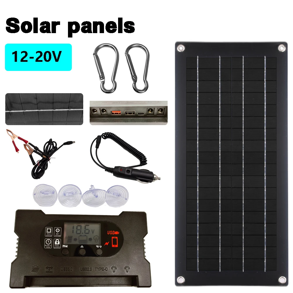 1/2pcs 2*30W Solar Panel Kit Complete 12V/5V DC with USB Controller Solar Battery For Car Yacht Boat Home Camping Battery Charg