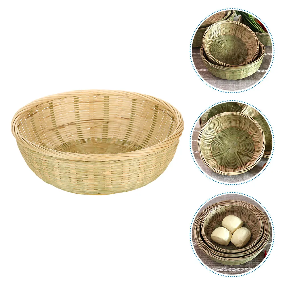 

Bamboo Storage Basket Handmade Container Multi-function Dustpan Woven Vegetables Washing Eco-friendly Portable Home Use