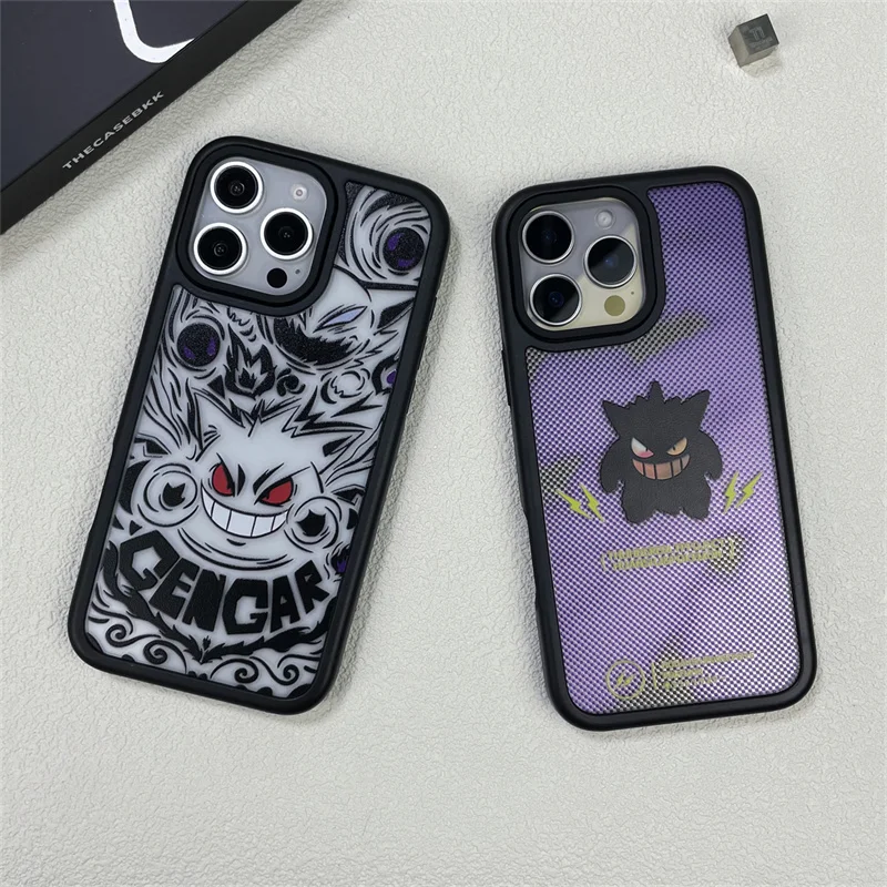Funda de teléfono transparente a prueba de golpes de Anime 3D lindo p-pokemon Gengar para iPhone 11 12 13 14 15 16Pro Max funda anticaída de dibujos animados p-pokemon