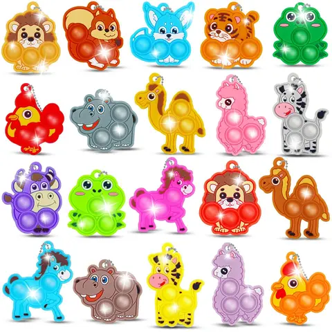 20Pcs Mini Colorful Animal Camel Frog Sheep Pop Fidget Toys Push Bubble Sensory Stress Relief Toy Party Favors