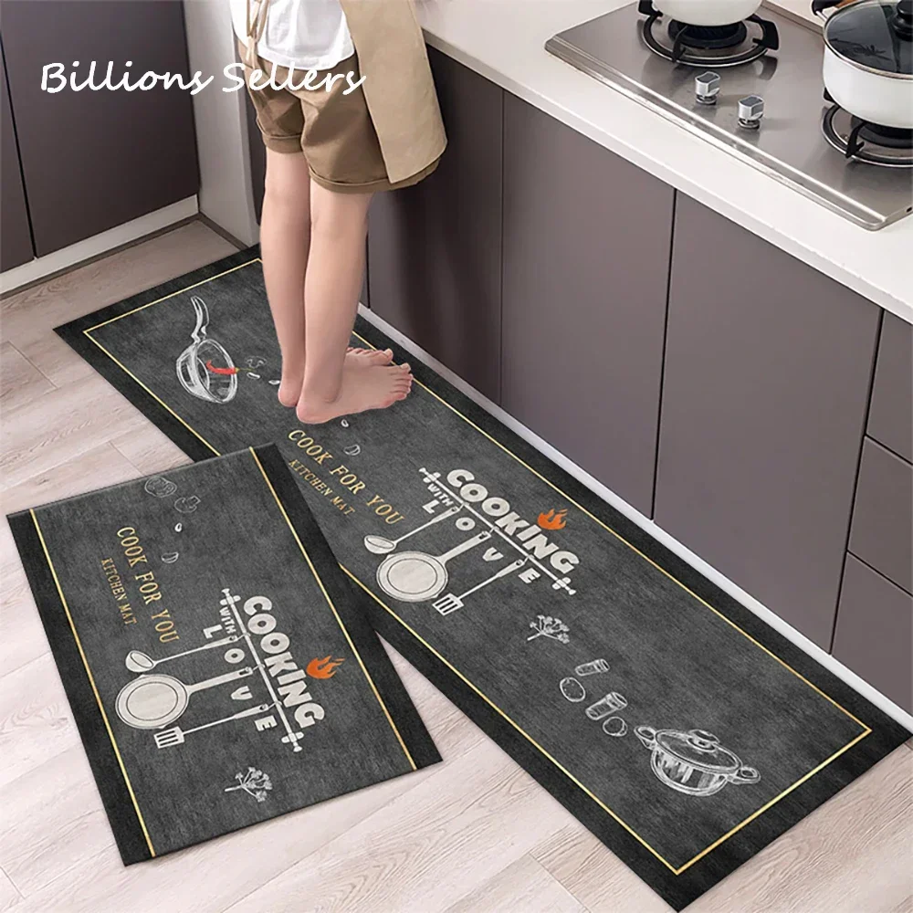 Kitchen Mat Bathroom Carpet Floor Mat Washable Anti Slip Entrance DoorMat Bedroom Living Room Long Bedside Area Hallway Soft Rug