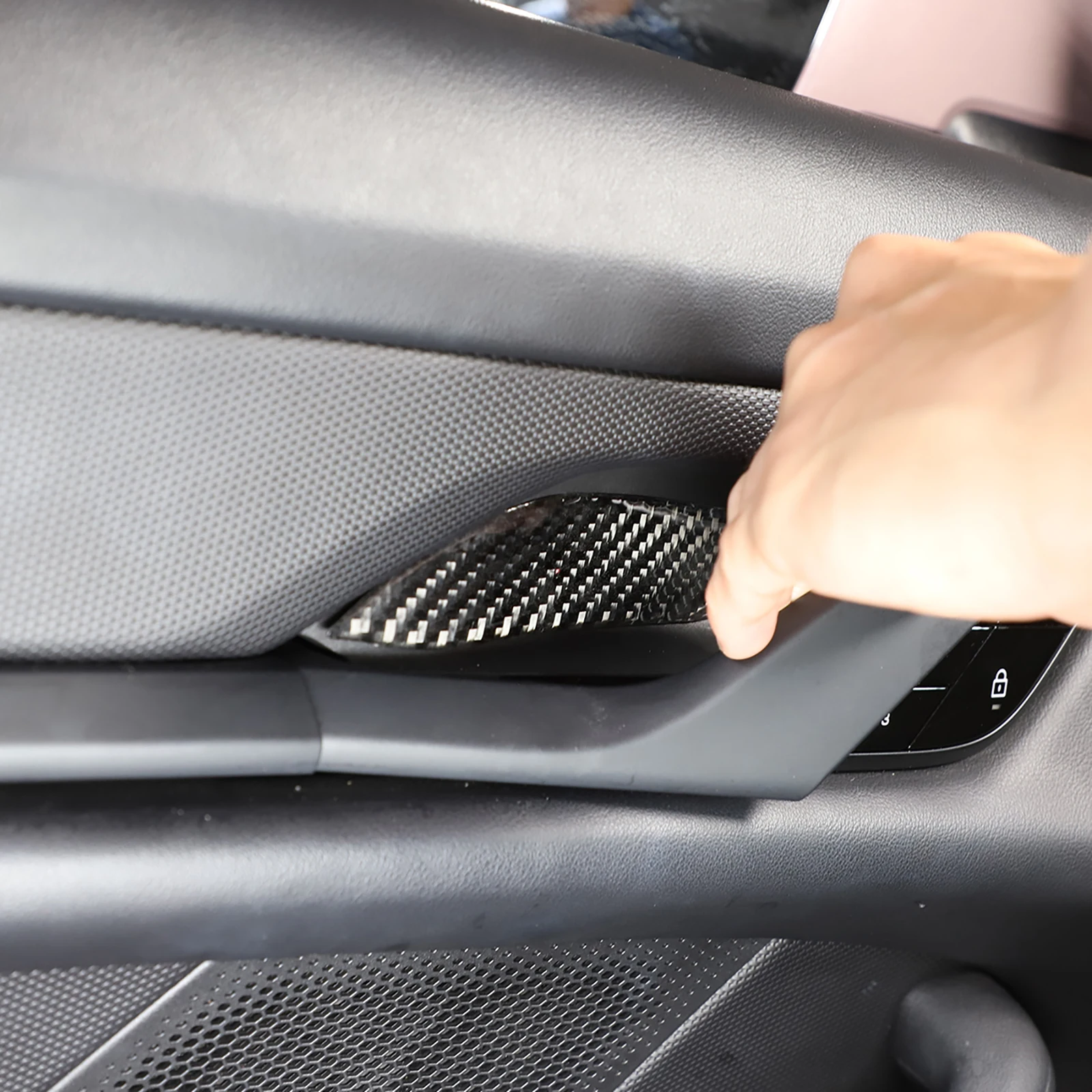 

For Porsche Taycan 2019 2020 2021 2022 Soft Carbon Fiber Car Door Bowl Cover sticker Car Accessories
