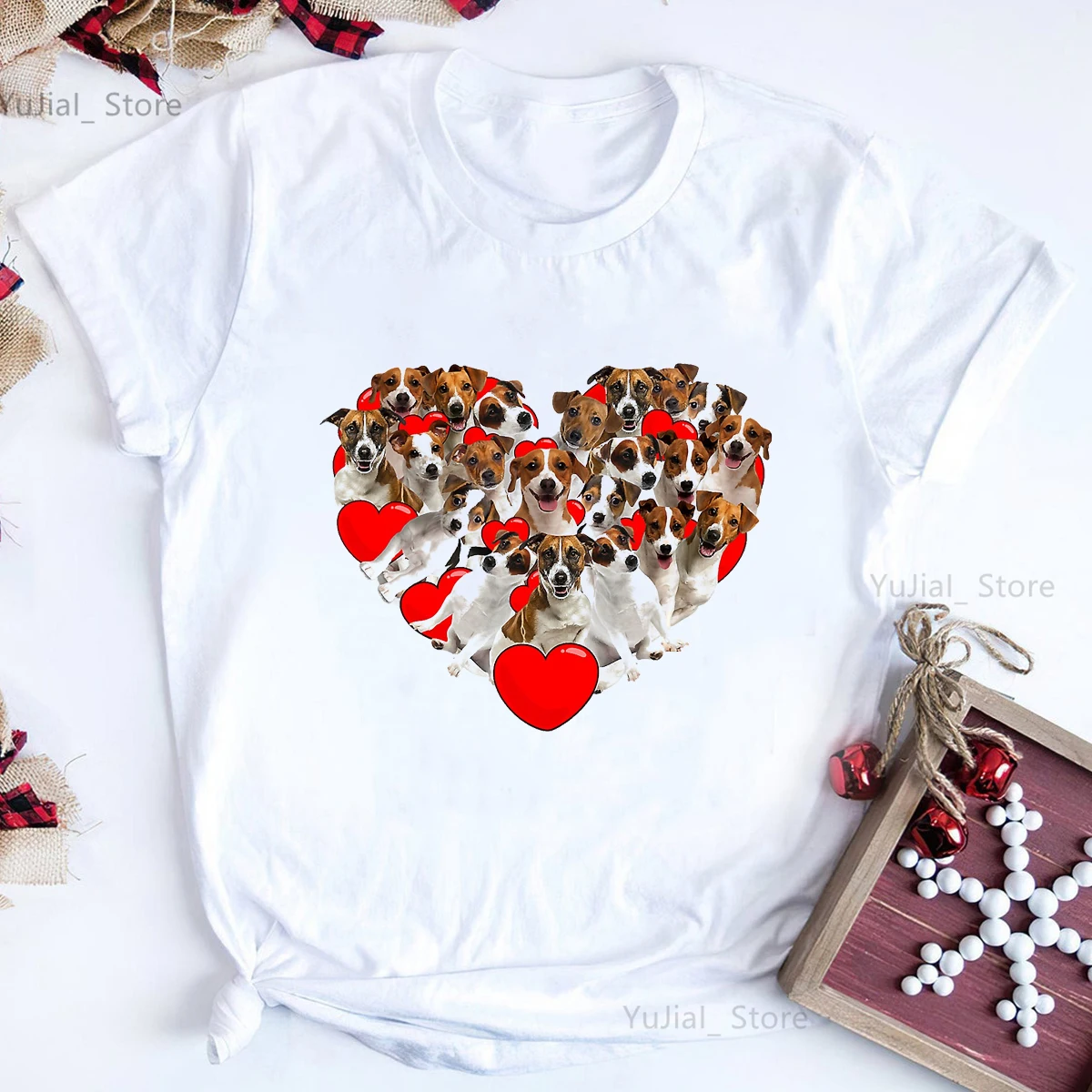 

Funny Heart Love Jack Russell Terrier Print T Shirt Girls Puppy Bouquet Tshirt Women Harajuku Kawaii Clothes Dog Pet T-Shirt