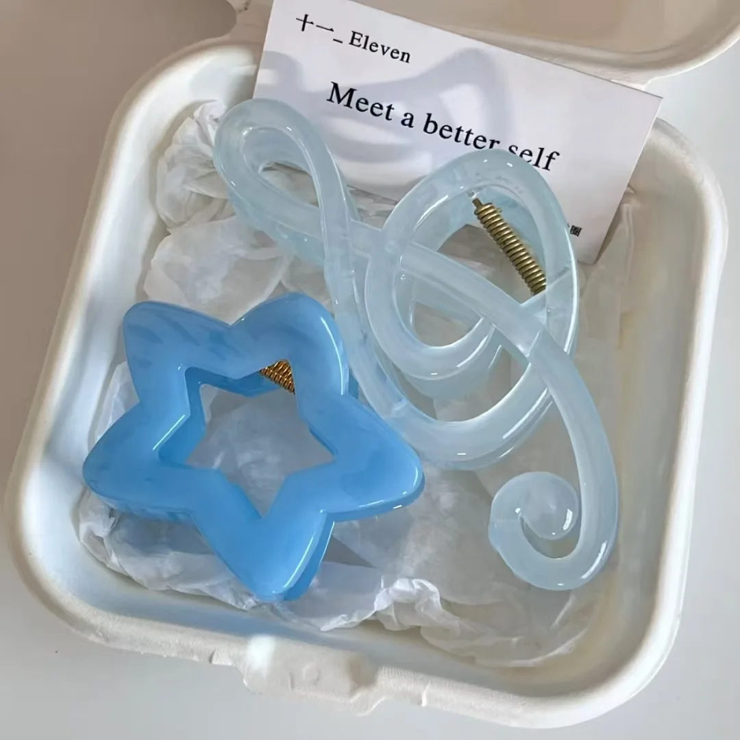 2pcs 2pcs Elegant Blue Jelly Musical Note Hair Claw Claw Non-Slip Pentagram Star Hair Clamp For Thick Hair Korean Grab Ponytail Clip - Aliexpress Deal