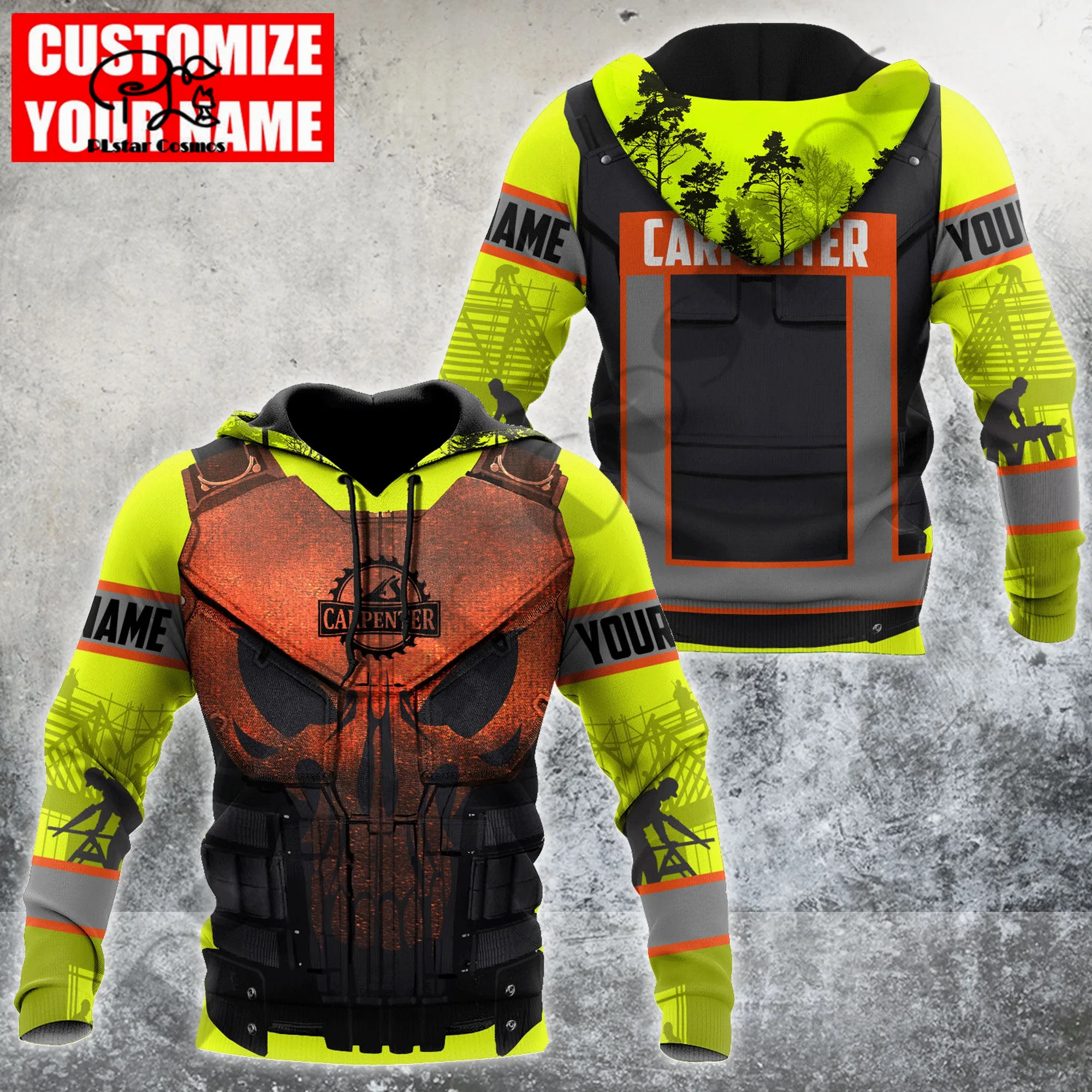 

Новинка, забавные повседневные толстовки унисекс PLstar Cosmos 3 с принтом плотника, с индивидуальным названием, уличная одежда в стиле Харадзюку, свитшот на молнии