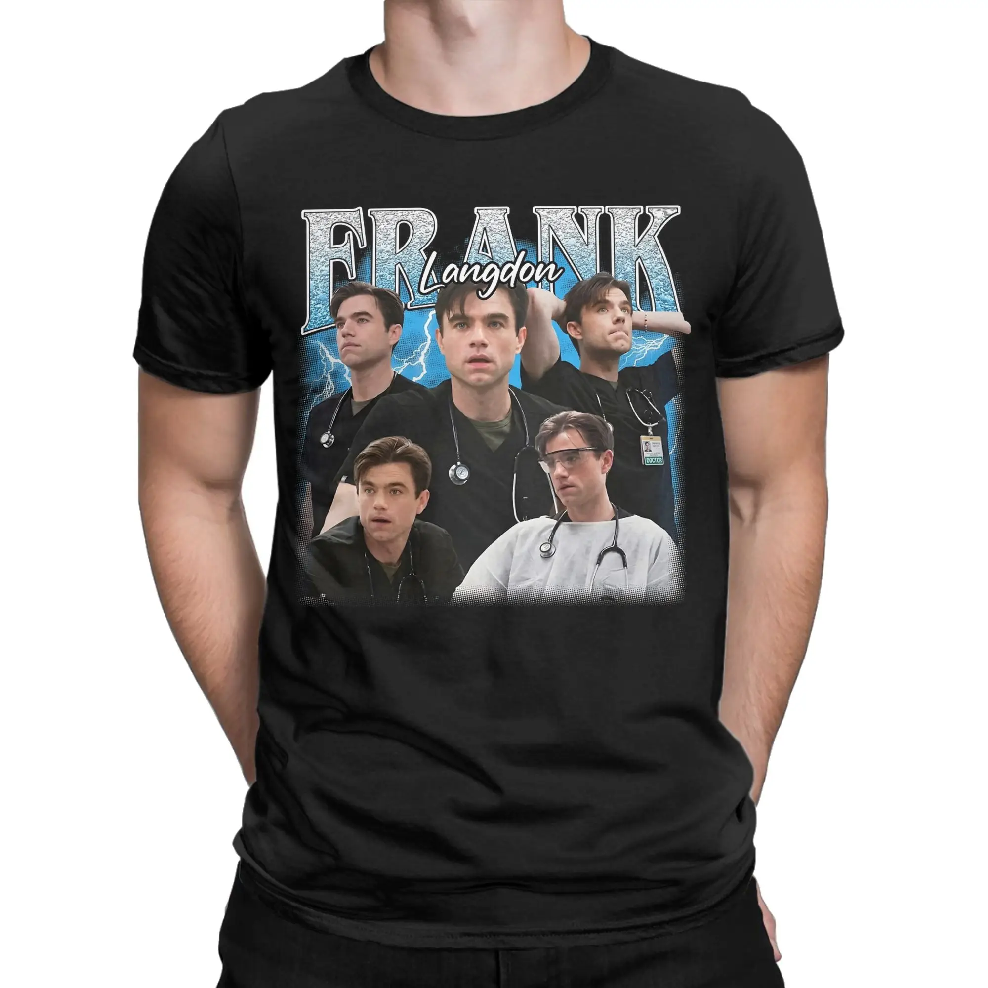 Dr Frank Langdon The Pitt Tv Show T Shirt Men's  100% Cotton Novelty T-Shirt Crewneck  Tee Shirt Short Sleeve Clothes Printed