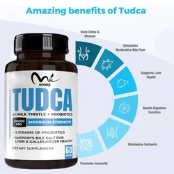 2000mg TUDCA Bile Salt Supplement Complex for Liver Detoxification and Cleansing 4:1 Milk Thistle+60 Probiotics Non GMO Capsules