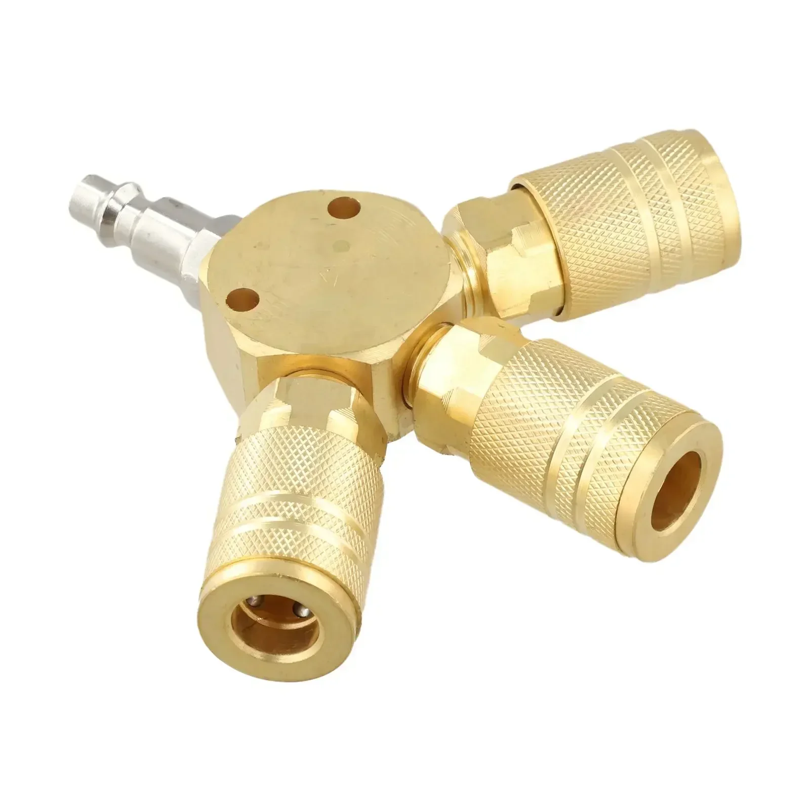 

3 Way Air Manifold Coupler Pneumatic Connector 3-Way Air Manifold 3 Quick Connectors Brass Material Hex Style Design