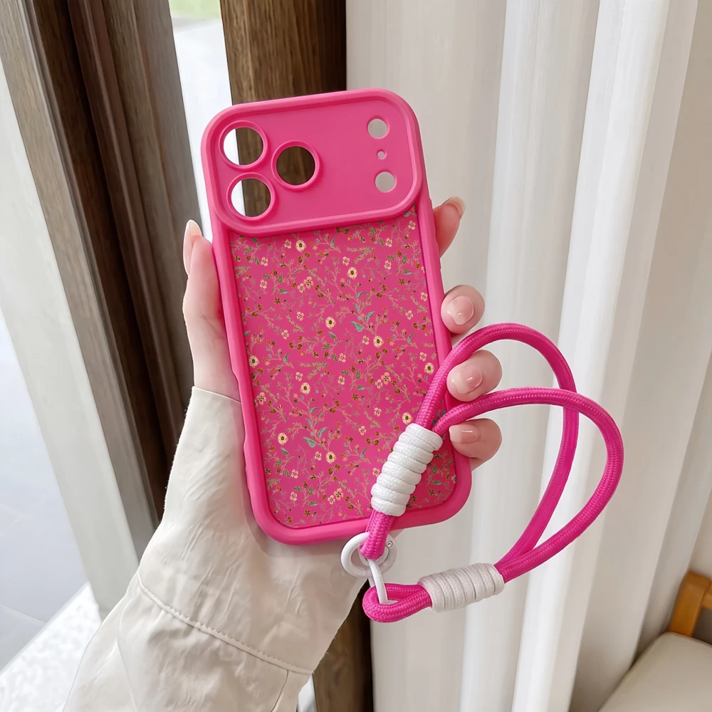 Orangefarbene Handyhülle mit Blumenmuster und Lanyard für Samsung Galaxy Note 20 S25 S26 Plus S24 S23 FE S25 Ultra A57 A55 5G Silikonhülle – Detail 5