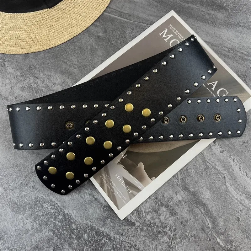 الرجال النساء خمر برشام بولي Leather الجلود الشرير مشد الإناث Cummerbund معطف حزام فستان Decration حزام عريض J1694