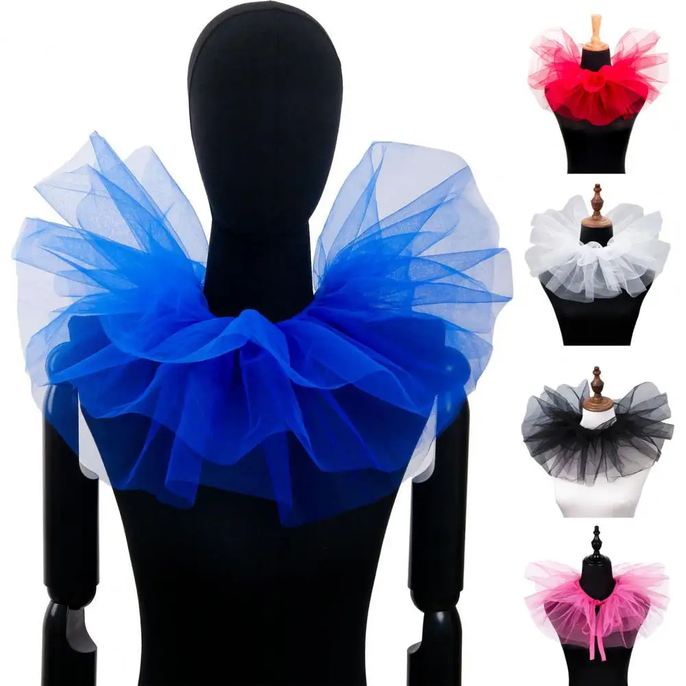 

Puffy Mesh Faux Collar Blouse Removable Collar Shirt Removable Puffy Mesh Collar Faux Clown Accessory Wedding Party Cosplay