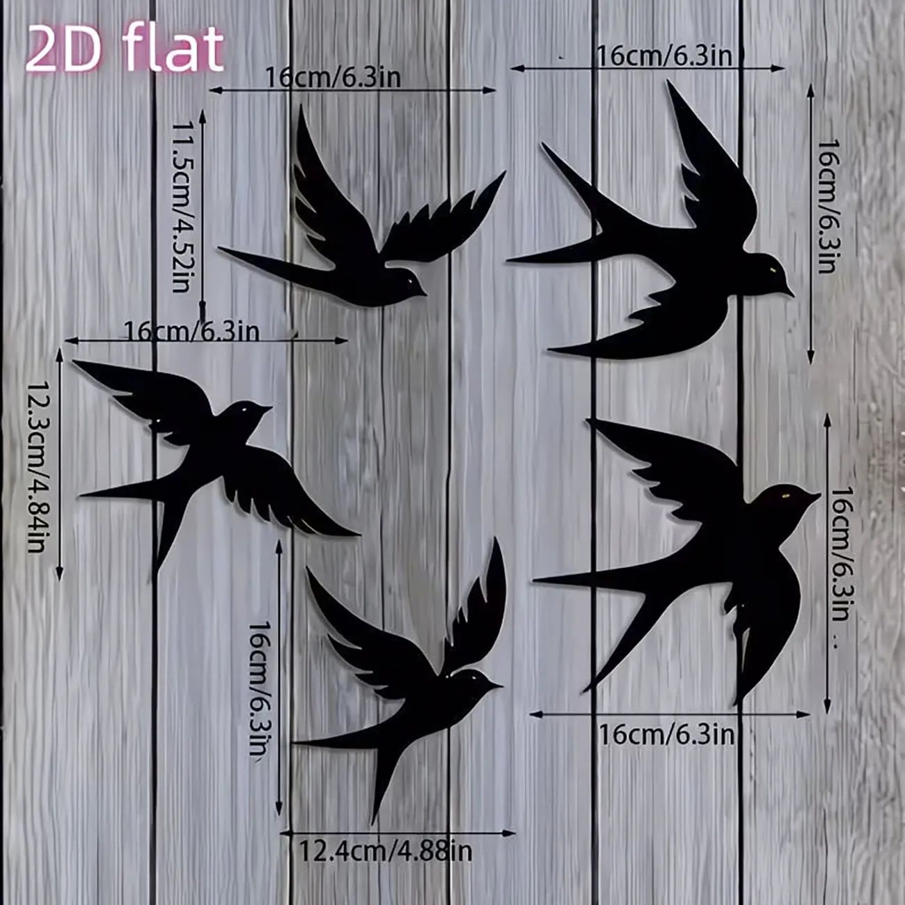 5Pcs Black Swallow Wall Sign Set, Simple Silhouette Wooden Wall Decor