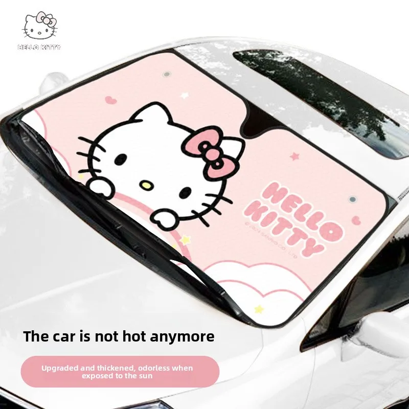 Hello Kitty Car Solar Protection Heated Windshield Sunshade Car Window Windscreen Cover Sun Shade Auto Sun Visor Car-covers view 3