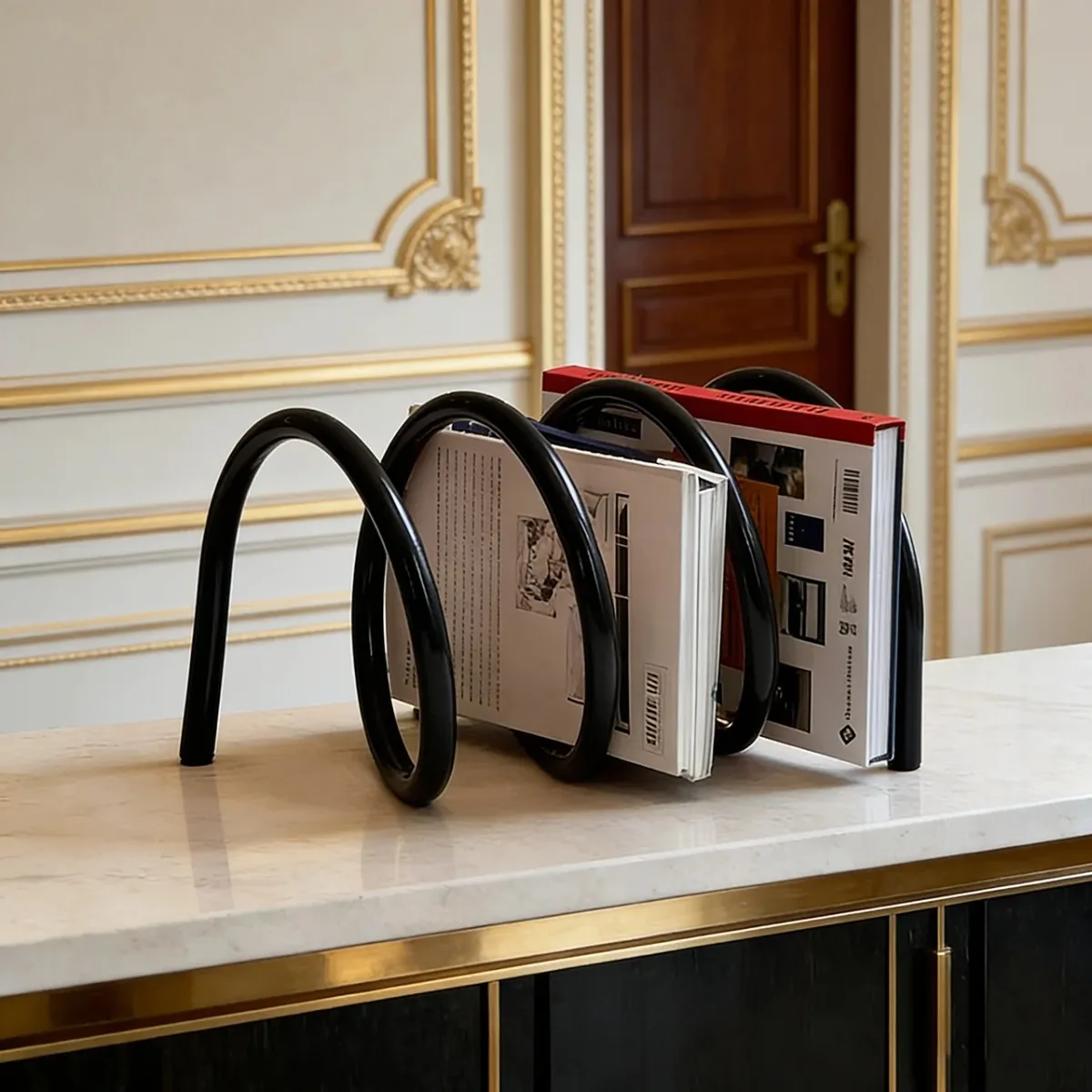 Estante Giratória Criativa com Mola, Organizador de Mesa Estético INS, Suporte de Livros de Metal para Escritório, Expositor de Revistas para Casa