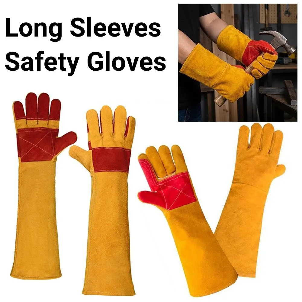 35/45/60cm Work Safety Gloves Comfortable Flexible Outdoor Welding Gloves Fireproof Full Finger Long Sleeves Barbecue Gloves
