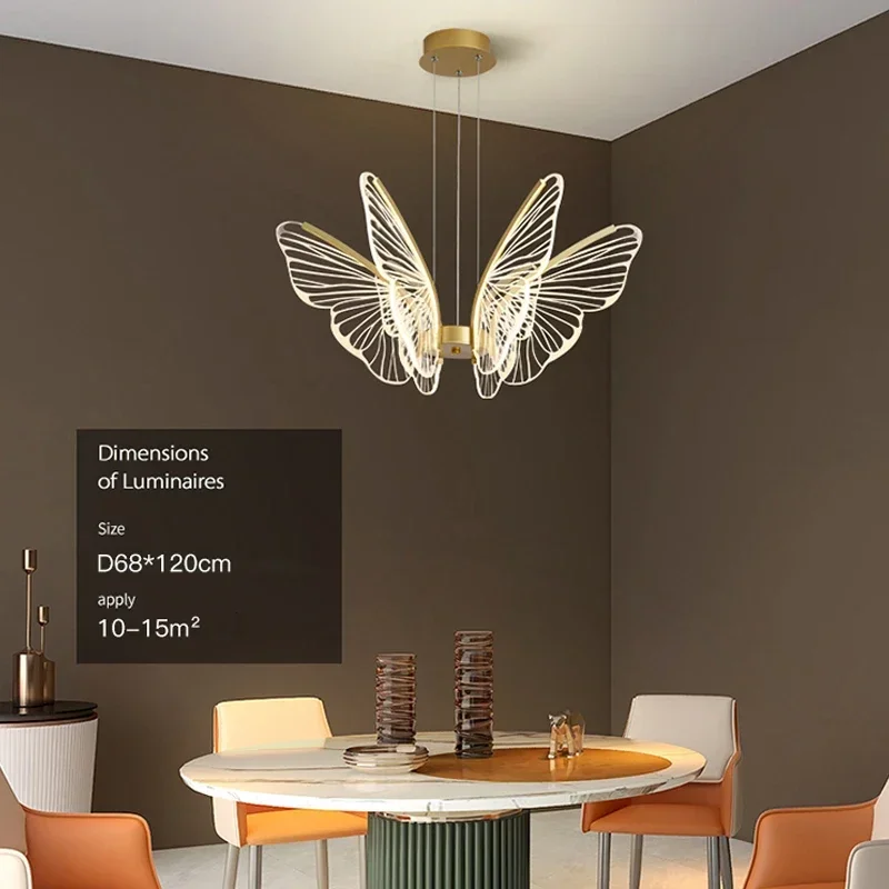 Art Butterfly Bedroom Pendant Light Modern Creativity Minimalist Dining Room Chandelier Dining Table Hanging Lamp Luster Fixture