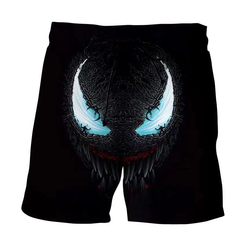 Summer Marvel 3D Domineering Superhero Venom Print Beach Shorts Hawaiian Pool Party Swim Trunks Shorts Men\'s Casual Shorts