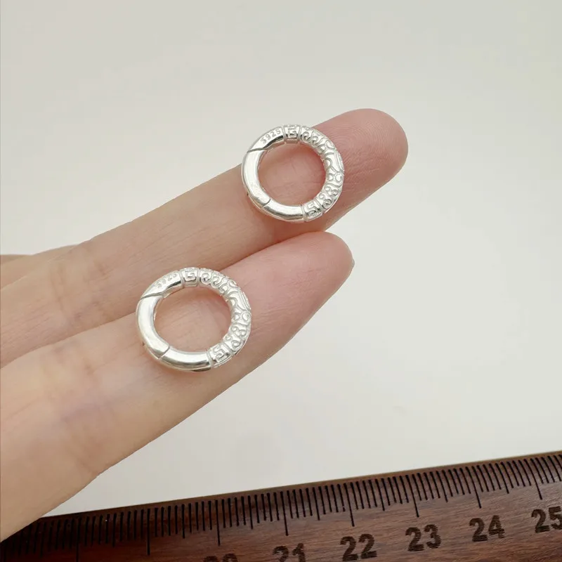 

1PCS Solid 925 Sterling Silver 12mm Spring Clasp Round DIY Jewelry Making Cloud Connector Accessories Finding
