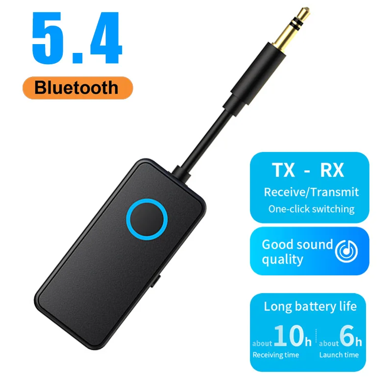 

Bluetooth 5.4 Audio Transmitter and Receiver 2 In 1 Wireless 3.5mm Aux Audio Adapter Bluetooth Transmitter for TV Car Headphones