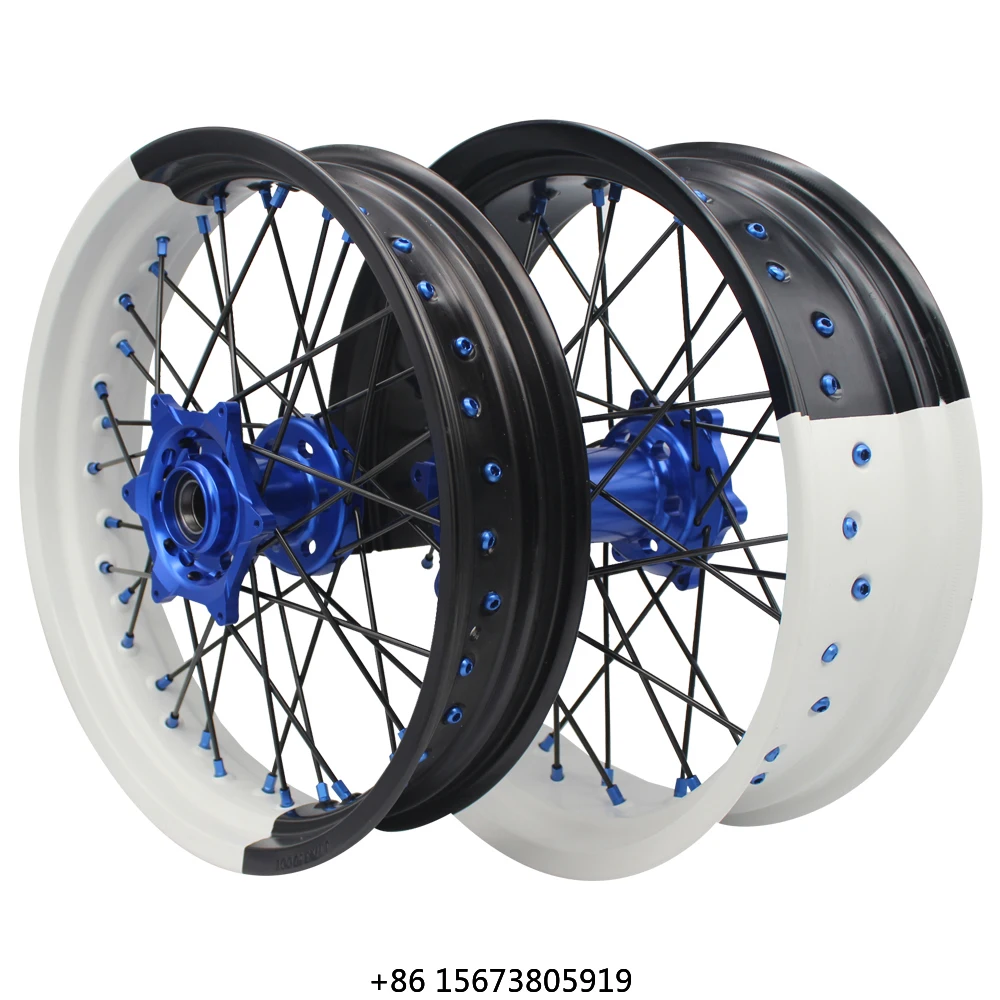 17 Inch  Aluminum Alloy 36 Spkoe Supermotard Wheels Set Supermoto Wheel  EXC SXF 250 450 250cc 450cc for