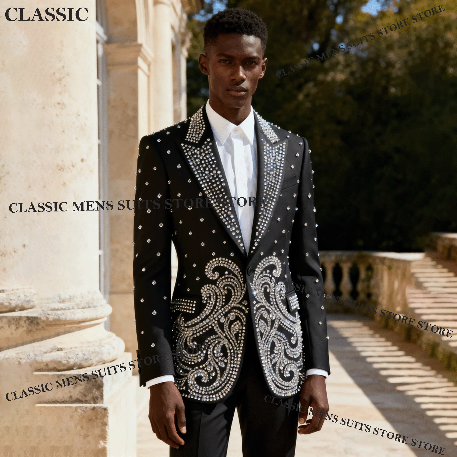 

Блестящий индивидуальный SMetallic ювелирный орнамент смокинг для мужчин информационный комплект из 2 предметов для свадьбы жениха мужской пиджак для выпускного вечера Slim Party Ternos Completo