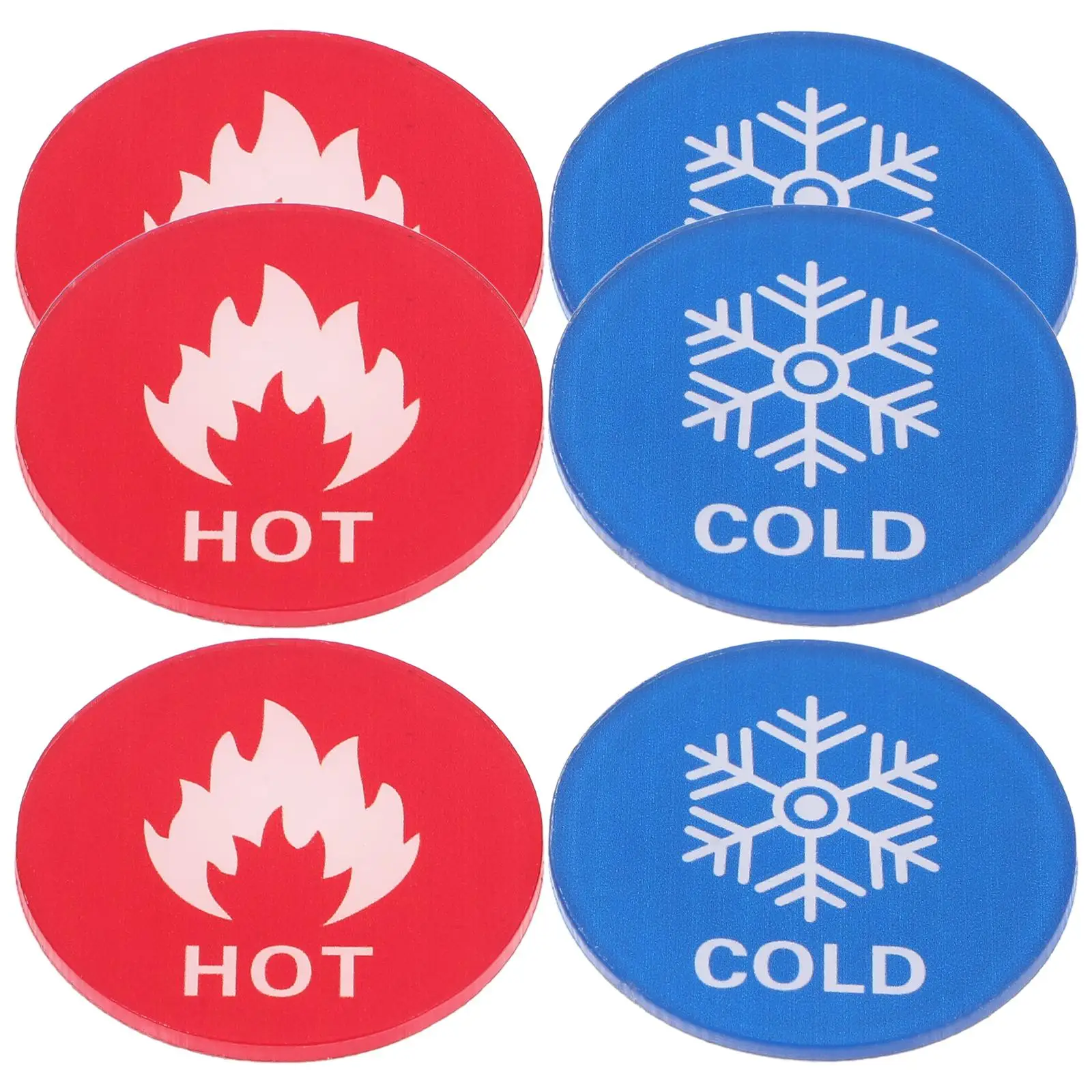 

6 Pairs Hot Cold Water Labels Acrylic Material Bath Tub Faucet Signs Compatible Stickers Transfer Square Traffic Safety