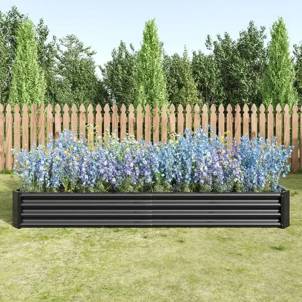 

Raised Garden Bed Kit - Metal Raised Bed Garden 7.6x3.7x0.98ft for Flower Planters, Vegetables Herb Black