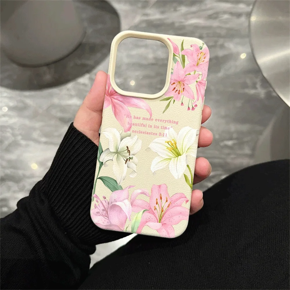 Weiße Lilie Handyhülle für iPhone 17 16 15 14 13 12 11 Pro Max 16 15 14 Plus 17 16 15 14 13 Pro 17Air Silikon Matte Hülle – Detail 5