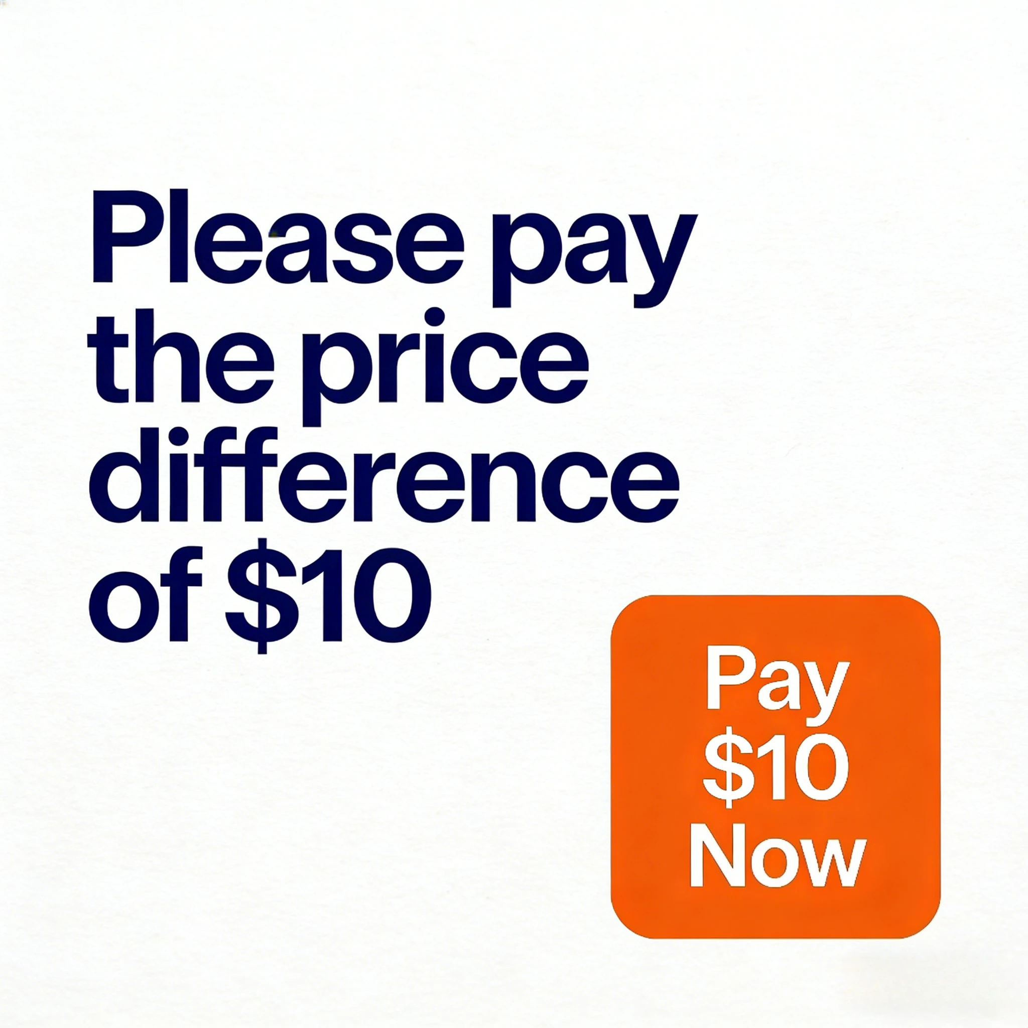 $10 supplementary payment for price difference and order postage - pay for your order adjustment fee