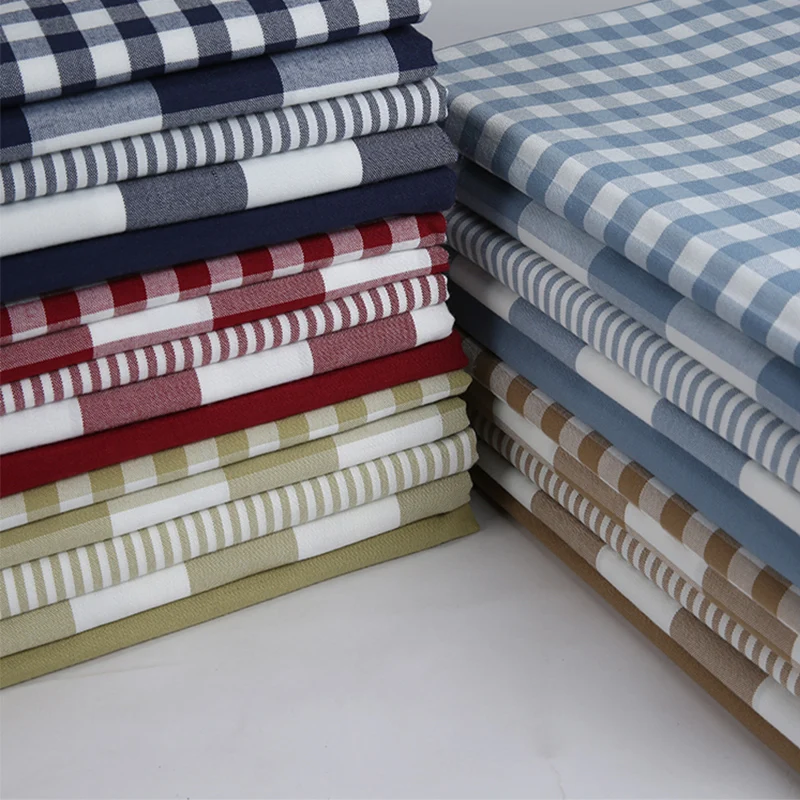 Plaid Cotton Linen Fabric By The Meter for Upholstery Sofa Covers Tablecloth Curtains Diy Sewing Striped Cloth Thickened Textile