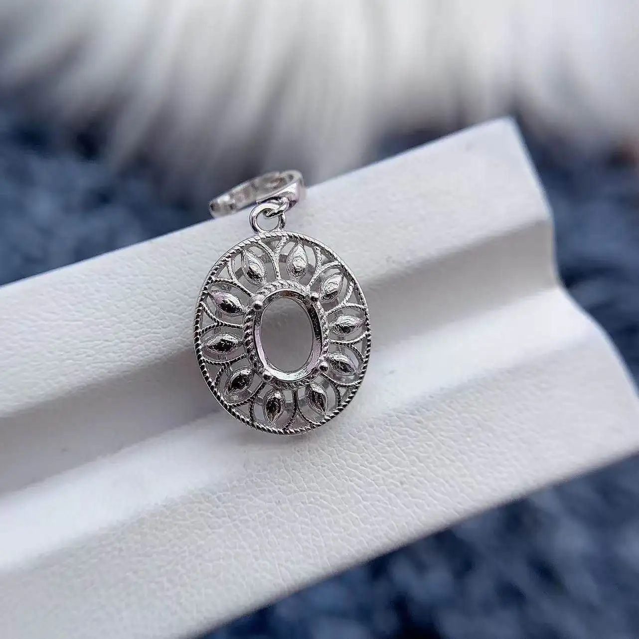 

MeiBaPJ Овальная оправа для кулона 6*8 мм из стерлингового серебра S925, пустая основа для самостоятельного изготовления украшений, универсальный изящный шарм для женщин, оптовая продажа ювелирных изделий