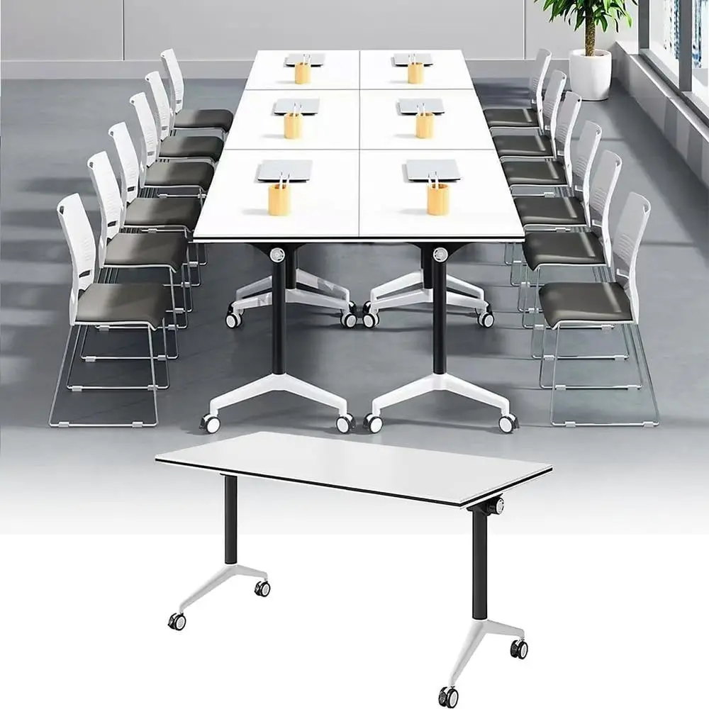 

Регулируемый стол для конференций и обучения, мобильный складной стол на колесиках 47-63 дюймов для корпоративных встреч, домашнего офиса, класса (1 шт.)
