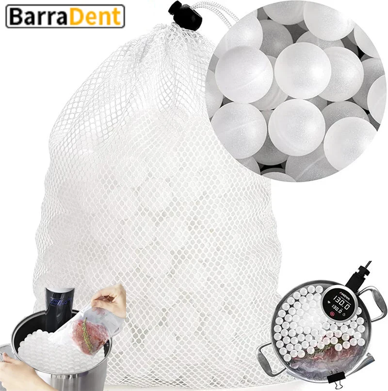 250 PCS Sous Vide Cooking Balls Preservation Slow Cooking Machine Accessories for Evaporation Prevention with Mesh Drying Bag