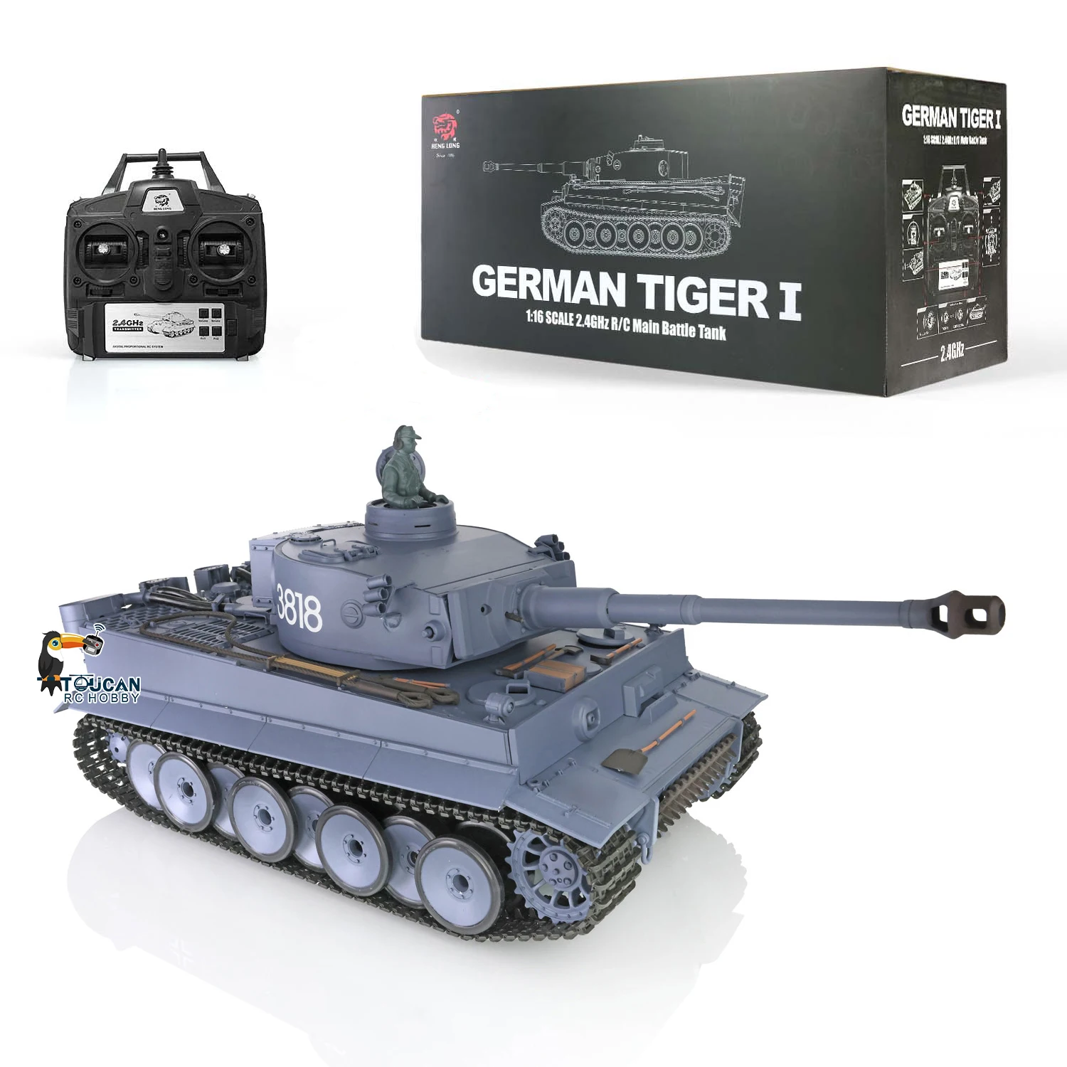 

2.4Ghz Classic Design Henglong RC Tank 3818 1/16 7.0 Plastic German Tiger I RTR Cars Toy for Collectors TH17233-SMT7