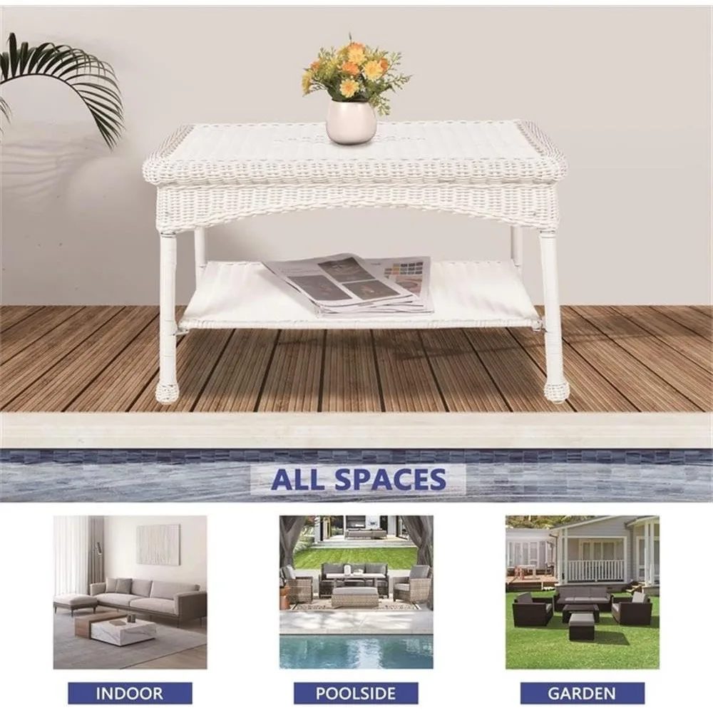 table basse d'extérieur contemporaine en osier blanc