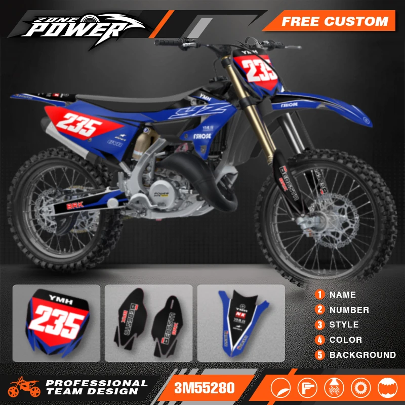 Powerzone Motorcycle Graphics Decals Sticker Kits for Yamaha YZ125 YZ250 2022 2023 2024 Custom Motorcycle Background Stickers 24