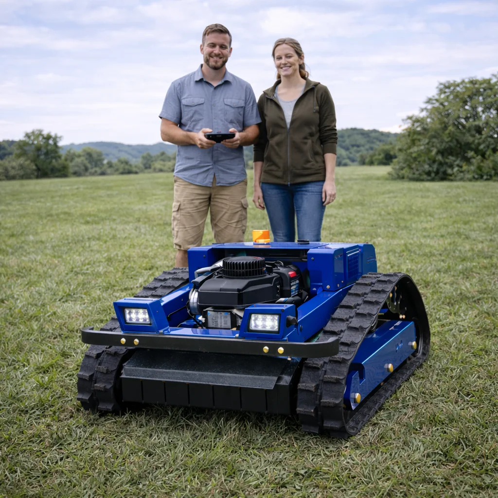 

Customized Smart Wireless Tracked Lawn Mower 4-Stroke Engine All Terrain Family Helper For Forest Lawn