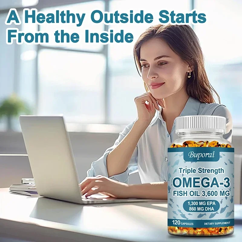 Omega 3 Fish Oil - Promotes Joint, Eye, Skin Health, Supports Fatty Acids, Immune Support