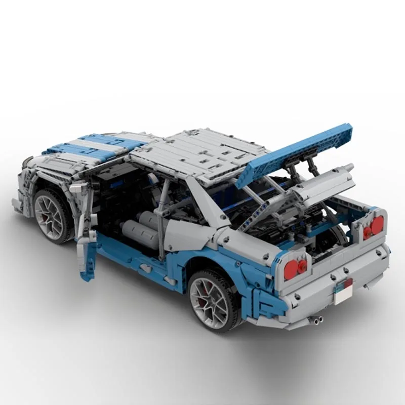 New Moc 1:8 Scale Skyline GT-R R34 Supercar Racing Car Vehicle Sport Model Buiding Block Bricks Toys for Kids Birthday Gifts Boy