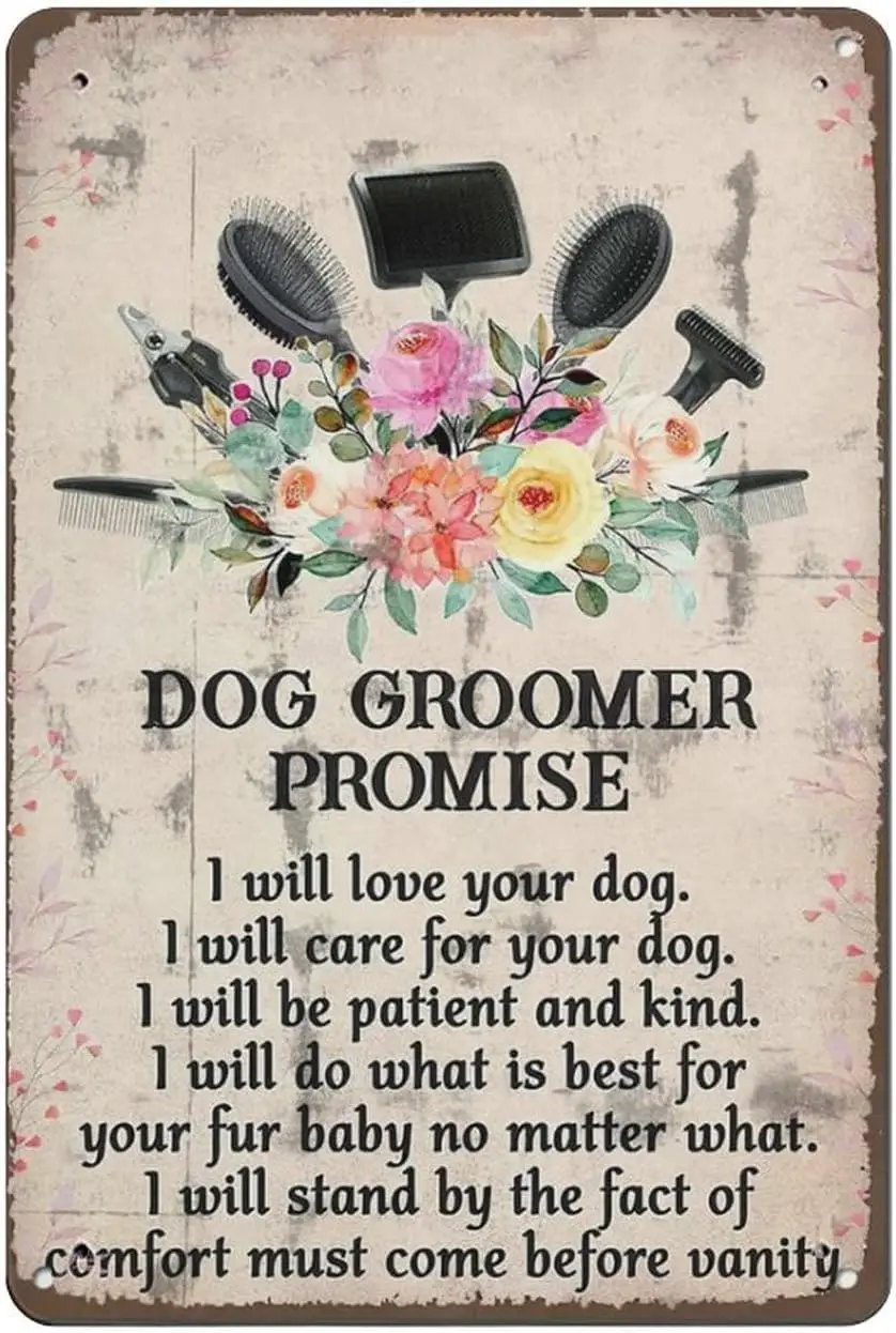 Vintage Funny Metal Tin,Dog Groomer Tin Sign,Hair Salon Decor Grooming Spa Decor,Grooming Dog Mom Gift,Decorative Accessori
