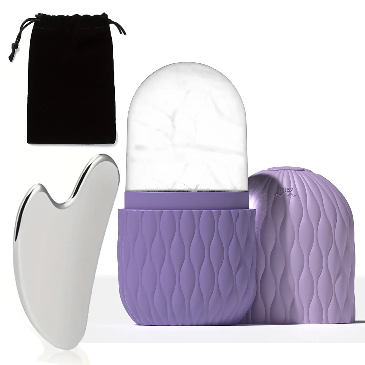 أسطوانة وجه ثلجية قابلة لإعادة الاستخدام وأداة غوا شا من الفولاذ المقاوم للصدأ للعناية بالبشرة الانتفاخ أسطوانة الوجه على شكل ثلج لتقليص المسام ورفع الوجه #1