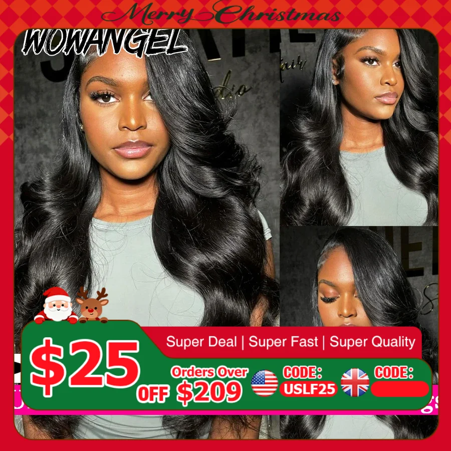 WowAngel 13x6 HD Lace Frontal Wigs Body Wave Human Hair Wigs Bye Bye Knots Skin Melted Pre Plucked Brazilian Hair For Women