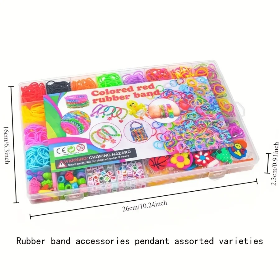 4200pcs DIY Beading Kit Colorful Rubber Band Accessories for Making Bracelets, Bangles, and Other Crafts