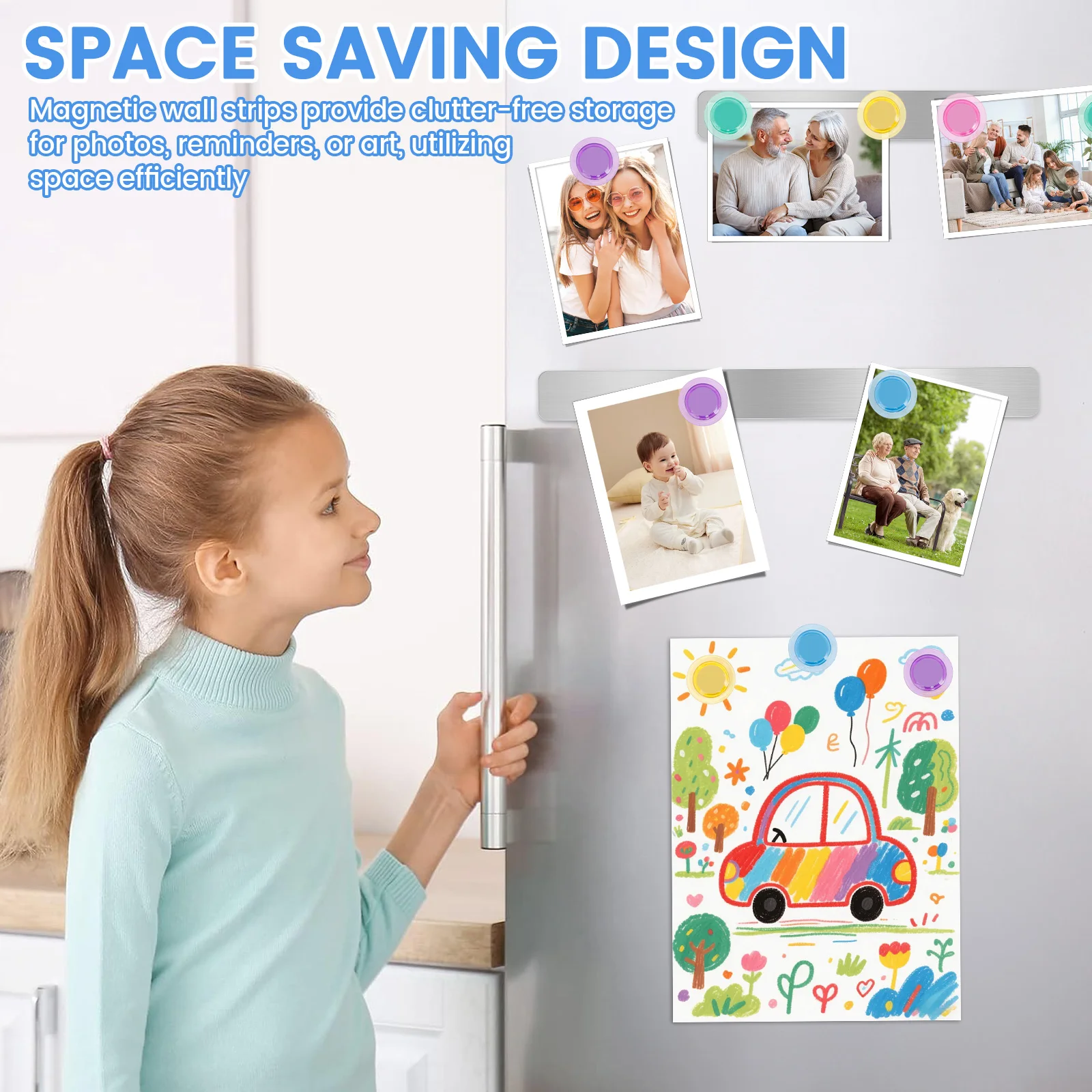 8 قطعة شرائط اللوحة المغناطيسية للصور جدار نشرة مذكرة مجلس الحديد شريط حائط مغناطيسي مع 20 مغناطيس للمنزل مكتب الفصول الدراسية